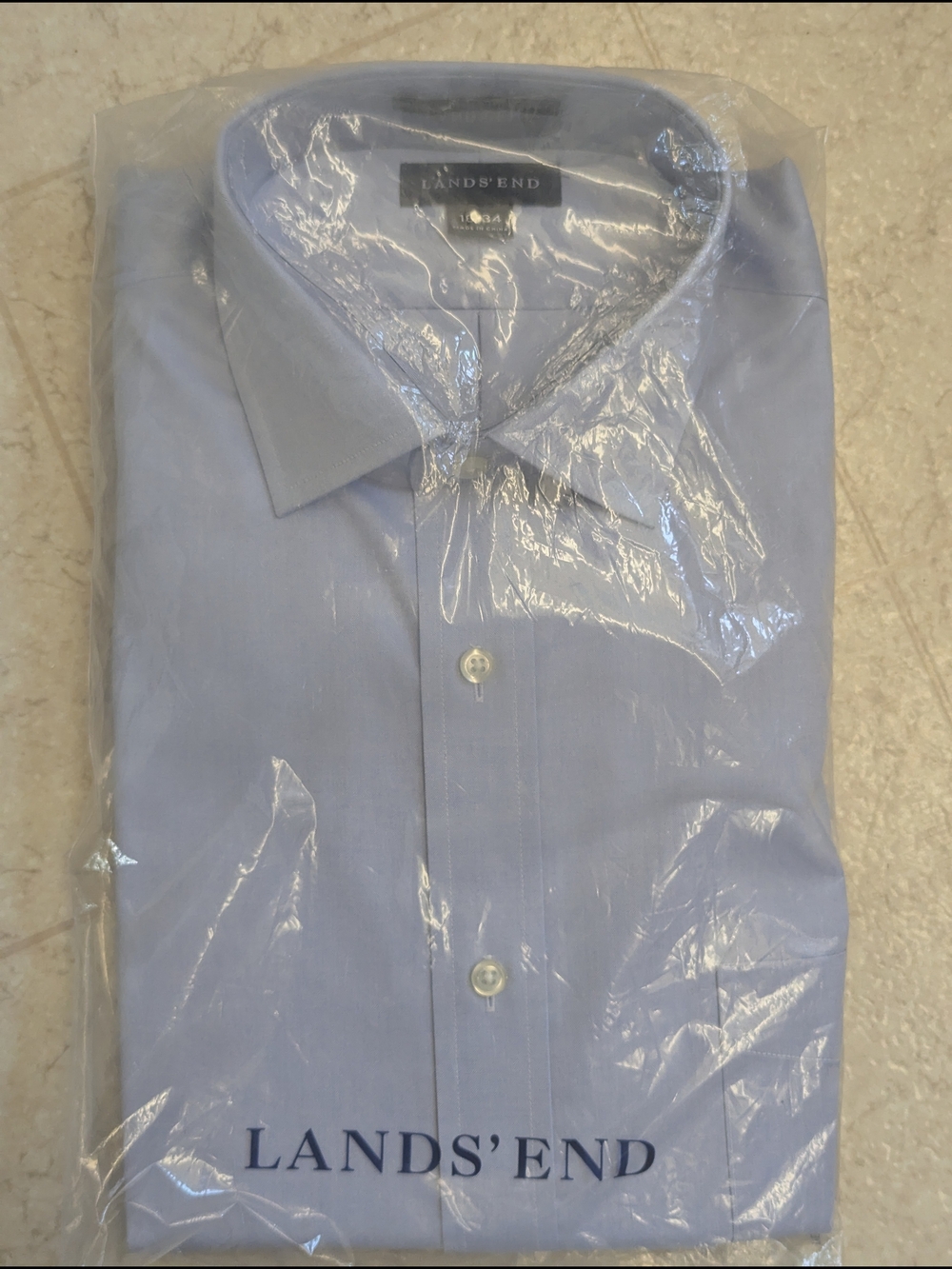 Lands' End Men's Light Blue Dress Shirt